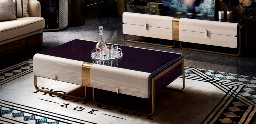 stolik kawowy Sofa Stolik Luxury Drewno Salon Stal nierdzewna Modern