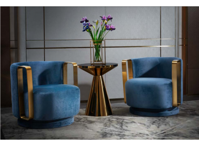 Fotel Blue Luxury Materiał Włókienniczy Salon Nowy Kreatywny Nowoczesny Design