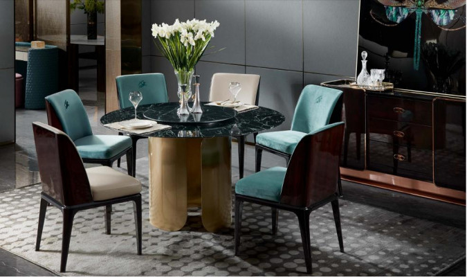 Krzesło Zestaw jadalnia Jasnoniebieski Krzesło 4x Fotel Modern Design Meble Luxury Krzesła