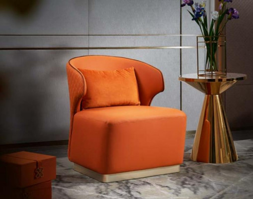 Fotel Orange Luxury Skóra Salon Nowy Kreatywny Projekt Nowoczesny