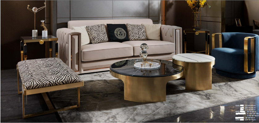 Fotel Blue Luxury Materiał Włókienniczy Salon Nowy Kreatywny Nowoczesny Design