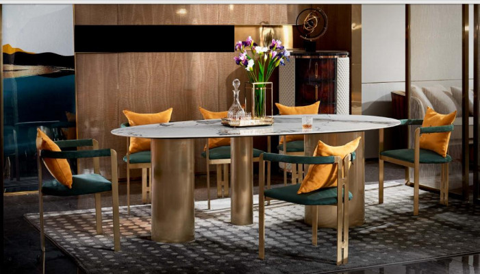 Stół obiadowy Marmur Stal nierdzewna New Creative Modern Design Meble Luxury