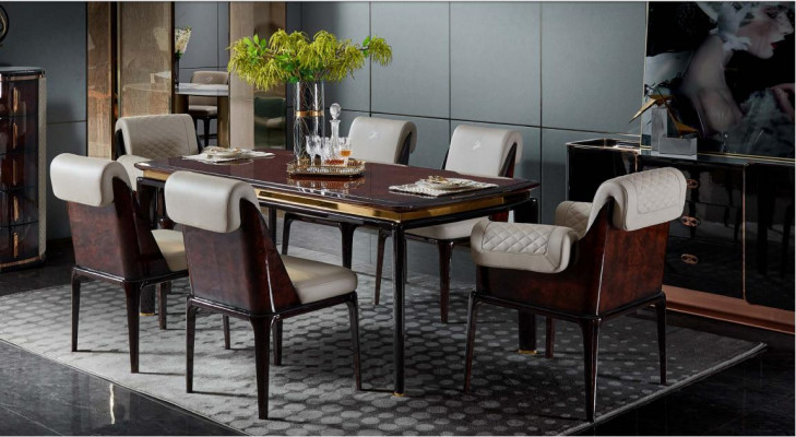 Krzesła jadalnia Modern Design Meble Drewno Luxury Beige 4x Oparcie Krzesło do jadalni