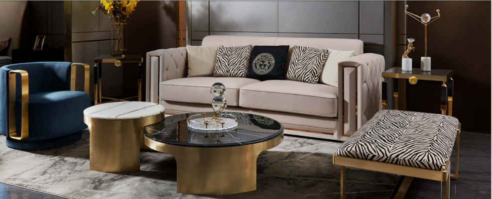 Fotel Blue Luxury Materiał Włókienniczy Salon Nowy Kreatywny Nowoczesny Design