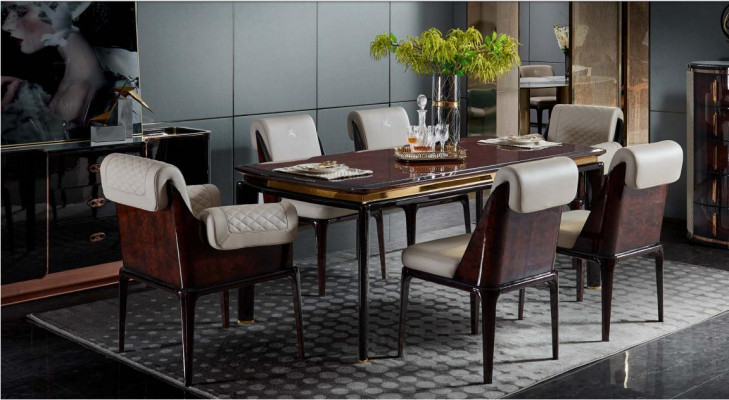 Krzesła jadalnia Modern Design Meble Drewno Luxury Beige 4x Oparcie Krzesło do jadalni