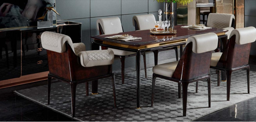 Krzesła jadalnia Modern Design Meble Drewno Luxury Beige 4x Oparcie Krzesło do jadalni
