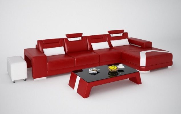 Designerska Sofa Kanapa Narożnikowa kanapa z Stołek Podkładka Ustawić Żywy krajobraz L kształt