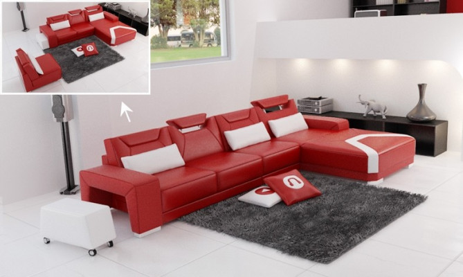 Designerska Sofa Kanapa Narożnikowa kanapa z Stołek Podkładka Ustawić Żywy krajobraz L kształt