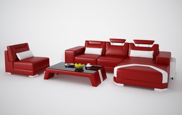 Designerska Sofa Kanapa Narożnikowa kanapa z Stołek Podkładka Ustawić Żywy krajobraz L kształt