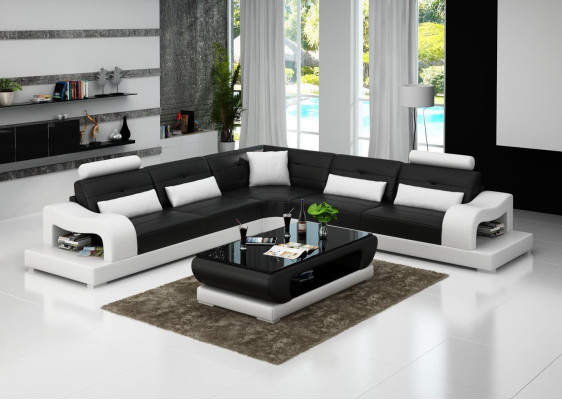 Skórzana Sofa Kanapa Żywy krajobraz L Shape Decor Design Nowoczesna Sofa Narożnik Sofy