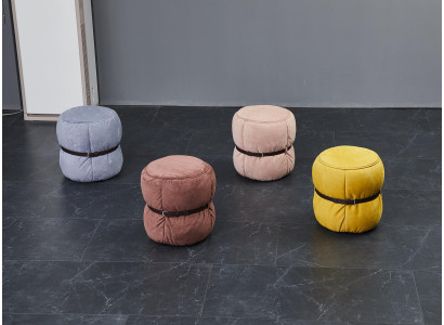 Design Stołek Pufa do salonu Designerski okrągły nowoczesny podnóżek