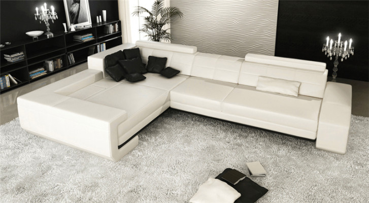 Sofa Sofa skórzana w kształcie litery L kanapa Żywy krajobraz Ustawić Design Narożnikowa kanapa