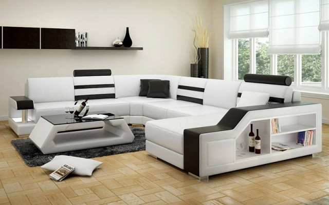 Narożnikowa kanapa Sofa Kanapa Podkładka Zestaw narożny Żywy krajobraz Skóra Desing Narożnik U kształt