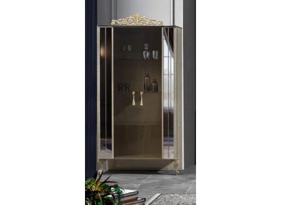 Gablota Szafa Witryny Drewno Luxury Classic Lustro jadalnia Beige
