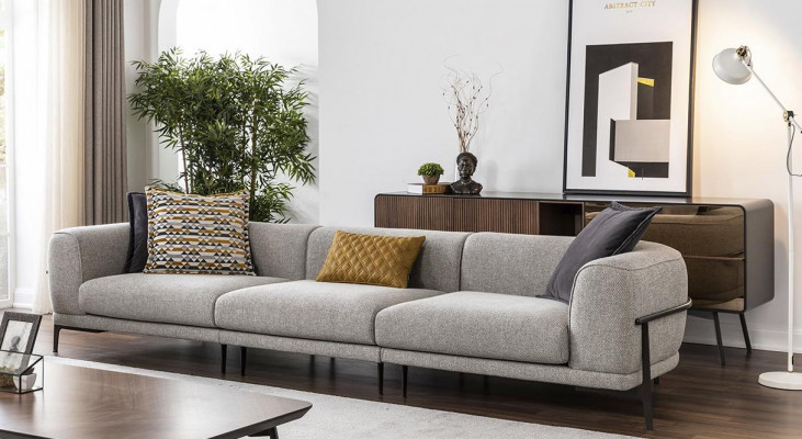 Zestaw sofowy Sofy sztuczna skóra Sofa 321 miejsce do siedzenia Nowoczesny Żółty Zestaw Fotel