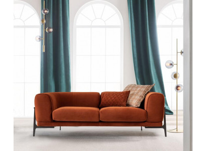 Sofa trzyosobowa 3 miejsce do siedzenia Sofa materiałowa Sofy Modern Red Material Couch Orange