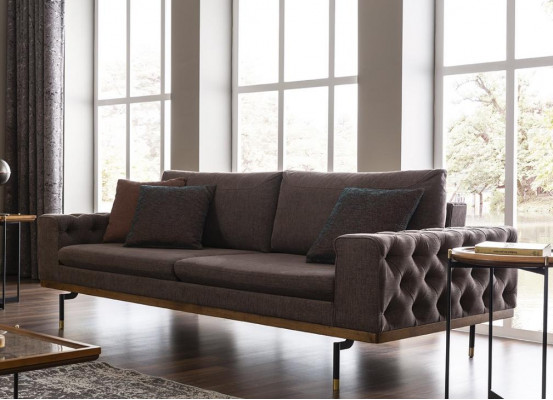 Sofa trzyosobowa 3 miejsce siedzące sofa materiałowa kanapa nowoczesna szara materiałowa nowa
