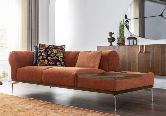 Sofa dwuosobowa 2 miejsce do siedzenia sofa materiałowa sofy nowoczesny materiał pomarańczowy 234cm