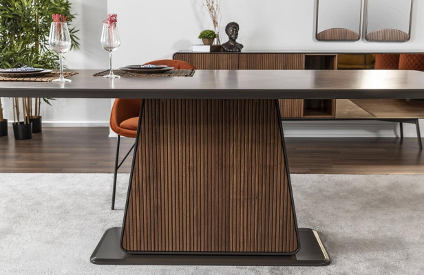 Stół obiadowy stół do jadalni Tabela jadalnia dinette Drewno Modern Brown stoły