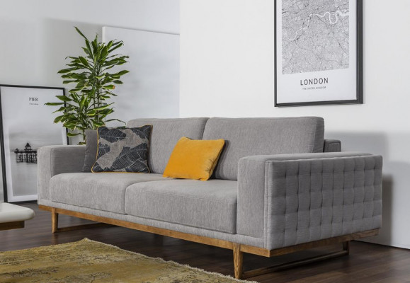 Zestaw sofowy 331 miejsce do siedzenia Sofa materiałowa Sofa Sofy Materiał Fotel Szary Nowoczesny