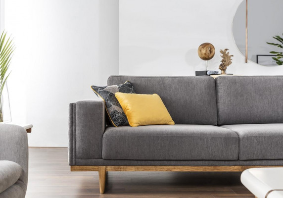 Zestaw sofowy 331 miejsce do siedzenia Sofa materiałowa Sofa Sofy Materiał Fotel Szary Nowoczesny