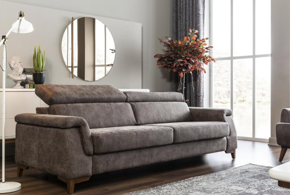 Zestaw sofowy 321 miejsce do siedzenia Sofa materiałowa Sofa Materiał Fotel Szary Funkcja łóżka
