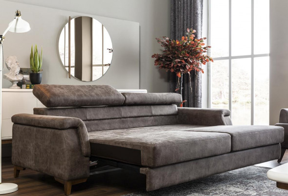 Zestaw sofowy 321 miejsce do siedzenia Sofa materiałowa Sofa Materiał Fotel Szary Funkcja łóżka