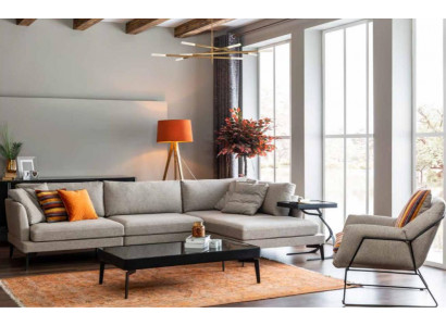 Sofa materiałowa Narożnikowa kanapa Sofa w kształcie litery L Sofy Szary Materiał Salon Nowoczesny Narożnik