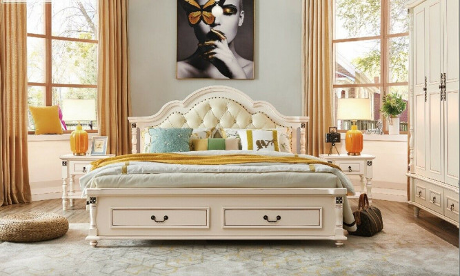Łóżko drewniane Łóżko Design Luxury Double Hotel łóżko Sypialnia 180x200 cm Drewno