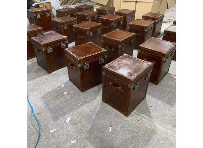 Stolik vintage Skóra kostka komoda stolik kawowy sofa salon stół walizka