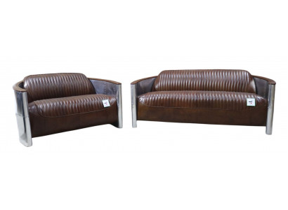 Zestaw sofowy 3+2 miejsce do siedzenia Sofa Zestaw kanapa Fotel Skóra Vintage Retro NOWOŚĆ