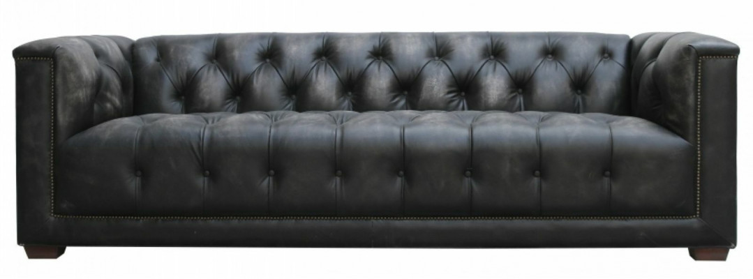 Chesterfield Vintage Czarny Shabby Skóra Sofa Skórzana Kanapy Sofa Kanapa