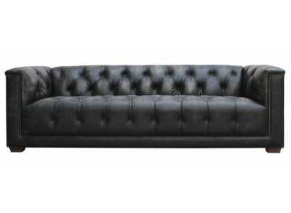 Chesterfield Vintage Czarny Shabby Skóra Sofa Skórzana Kanapy Sofa Kanapa