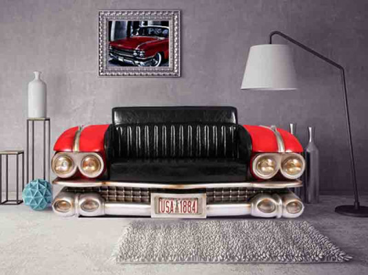 Sofa samochodowa Half Vehicle Ratro Cinema Couch Podkładka Ustawić skórzaną sofę