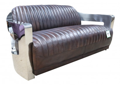 Sofa skórzana vintage kanapy aluminiowe kanapa trzyosobowa Prawdziwa skóra sofy kanapa srebrna