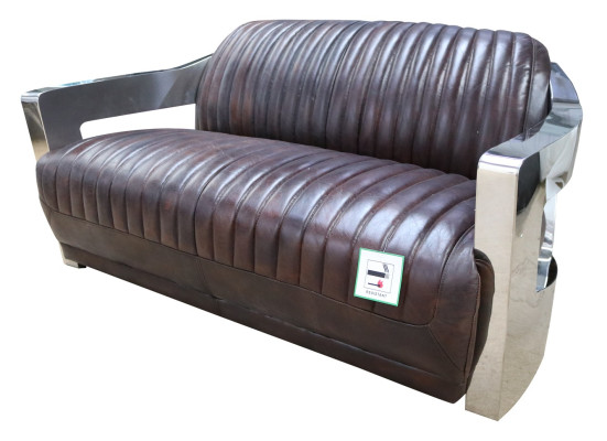 Sofa skórzana vintage kanapy aluminiowe kanapa trzyosobowa Prawdziwa skóra sofy kanapa srebrna