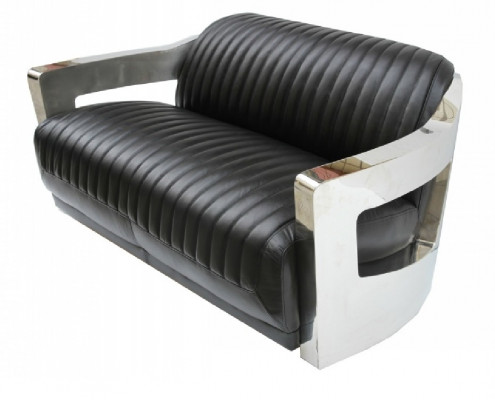 Skórzana Sofa Trzyosobowa Sofa Aviator Samolot Aluminiowe Meble Vintage