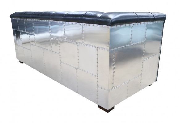 Sofa Chesterfield 3-miejsce do siedzenia Vintage aviator samolot Prawdziwa skórzana sofa aluminiowa