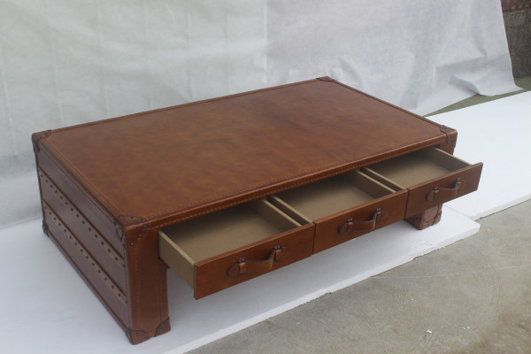 stolik kawowy stolik do salonu Stolik w stylu vintage stolik 147x85cm Skóra