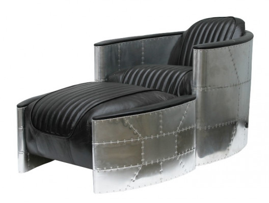 Fotel Stołek Vintage Skóra Luxury Prawdziwa skóra Retro Fotel Design ClubFotel