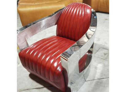 Samolot Vintage LederFotel Czerwony Prawdziwa skóra Retro Fotel Design ClubFotel