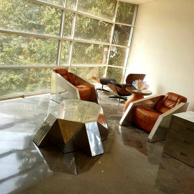 Club Fotel Aviator Style Lounge Design Chrome Art Deco Skóra Koktajl