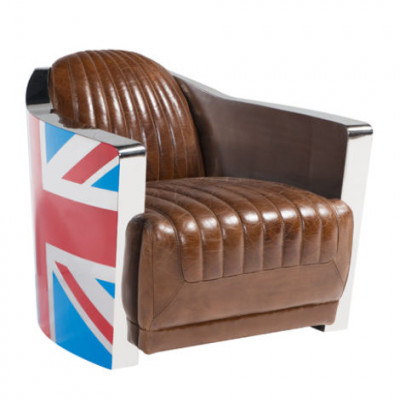 Unia Jack Aviator Retro ClubFotel Braun Skóra Vintage Fotel Meble