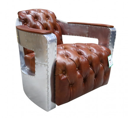 Chesterfield Fotel Zapinany na guziki, odrapany, vintage, brązowy, oryginalny