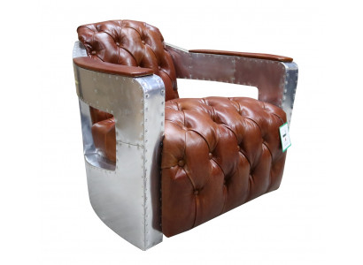 Chesterfield Fotel Zapinany na guziki, odrapany, vintage, brązowy, oryginalny