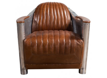 Fotel Prawdziwa skóra Kanapa Sofa Club Lounge Retro Aviator Vintage Aluminiowy Samolot