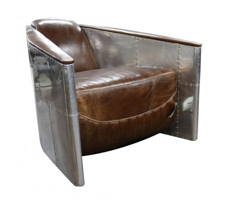 Sofa Aviator Fotel Prawdziwa skóra Couch club Lounge Vintage Aluminiowy Samolot Retro