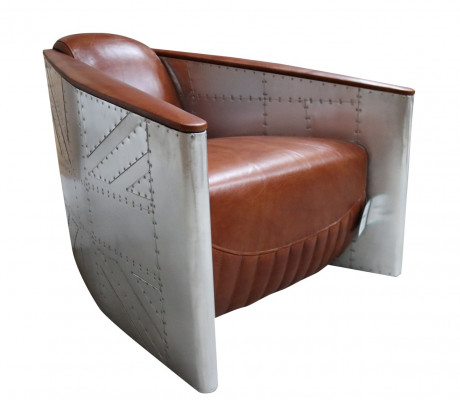 Sofa Fotel Prawdziwa skóra Sofa klubowa Lounge Aviator Vintage Aluminiowy Samolot Retro