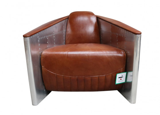 Sofa Fotel Prawdziwa skóra Sofa klubowa Lounge Aviator Vintage Aluminiowy Samolot Retro
