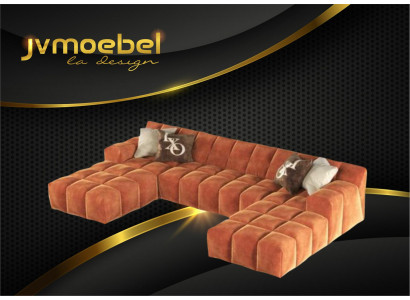 Design Chesterfield Aksamit Modern Narożnikowa kanapa Kształt U Żywy krajobraz Narożnik tapicerowany Nowość